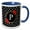 Blue/White, variant on 3drose, Red Rose Letter P Monogram Black and White Polka Dots with Flowers, 11oz Two-tone Yellow Mug