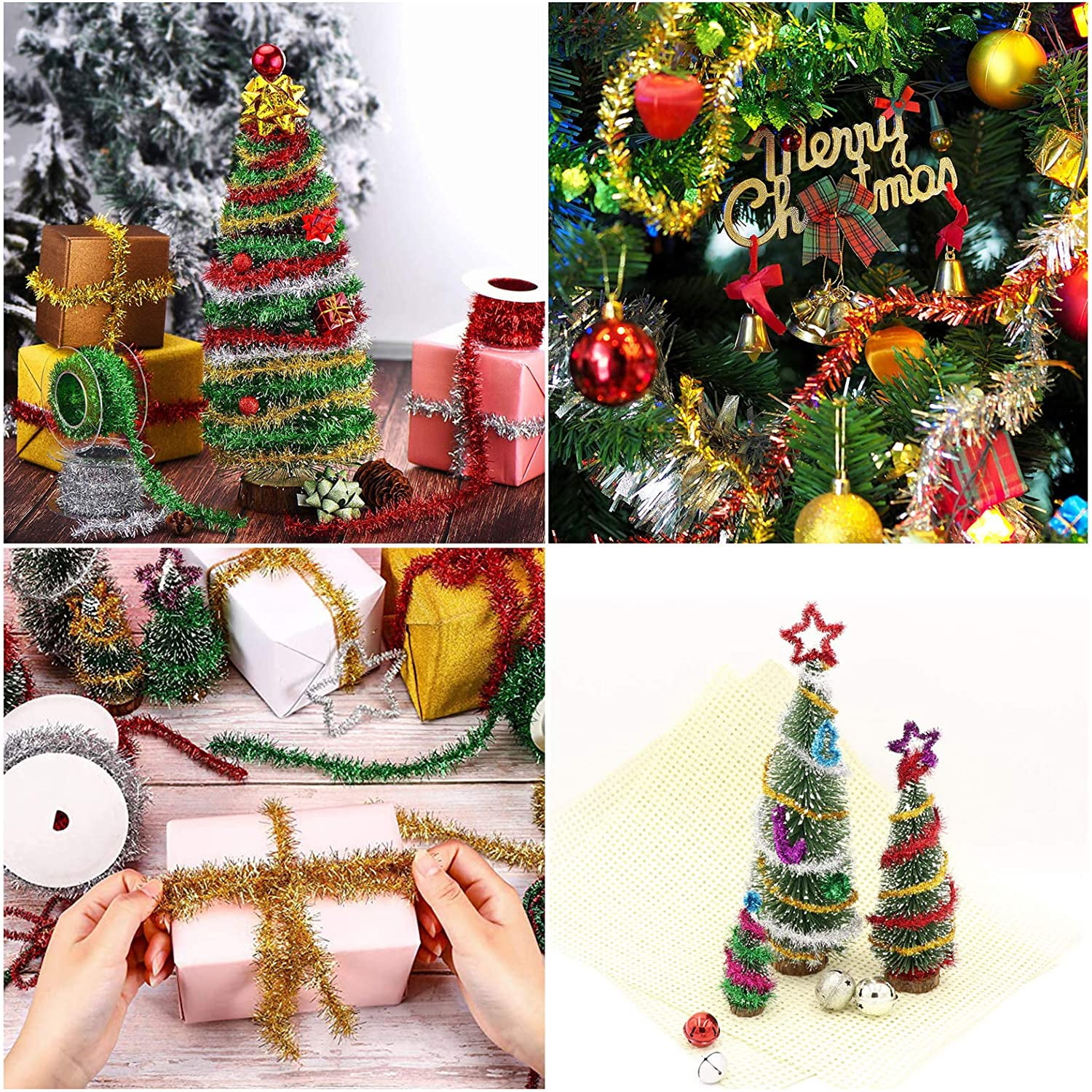2M Glitter Ribbon Party Home Wedding DIY Christmas Tree Decor Xmas Gift Wrapping 