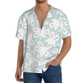 thumbnail image 3 of Vsdgher Rabbit And Star Print Men's Wrinkle Free Untucked Cuban Shirt Business Casual Button Down Shirts Short Sleeve Shirt, 3 of 7