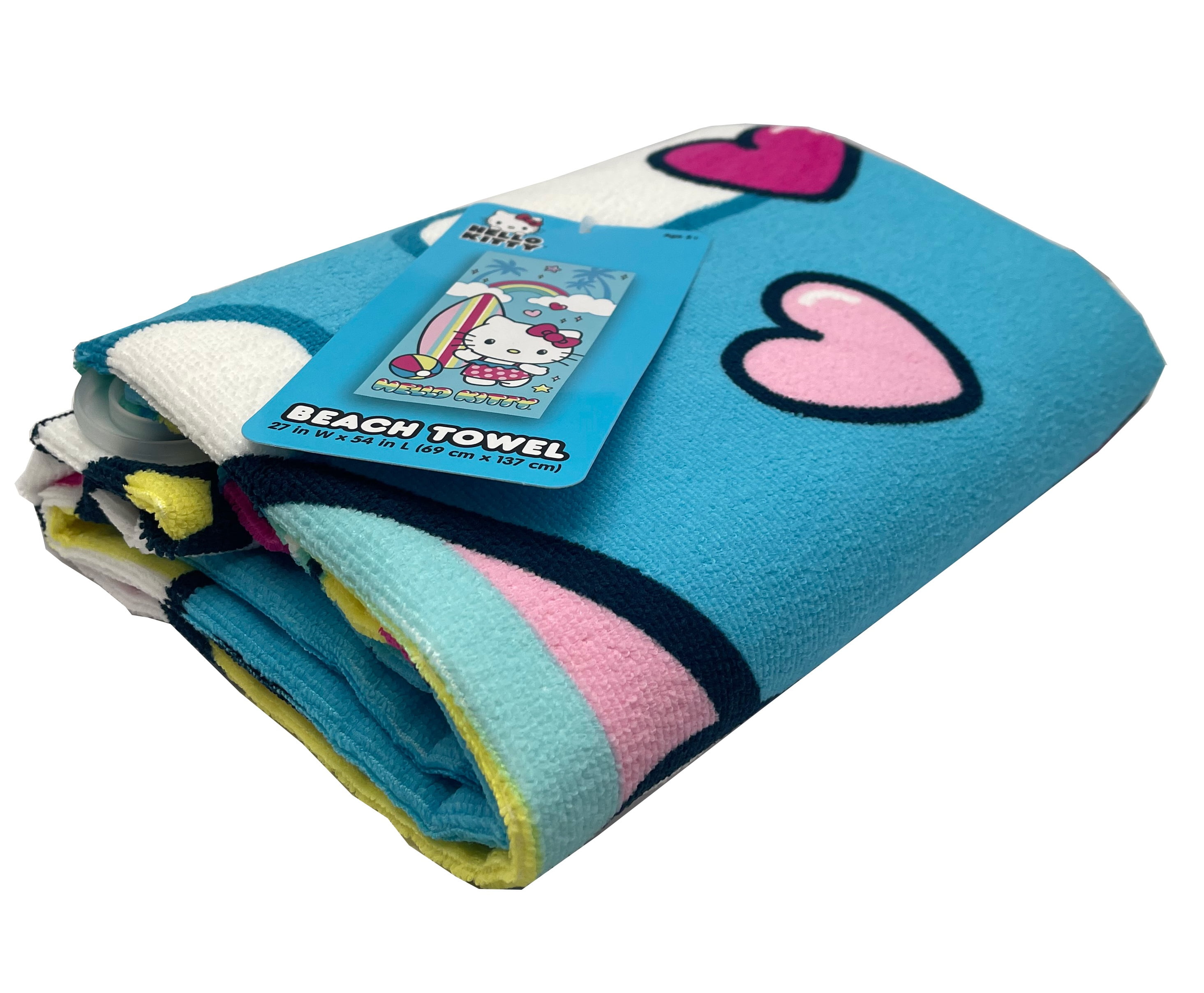 Hello Kitty  Beach Towel 27"x 54" Hello Kitty With Surfboard and Beach Ball