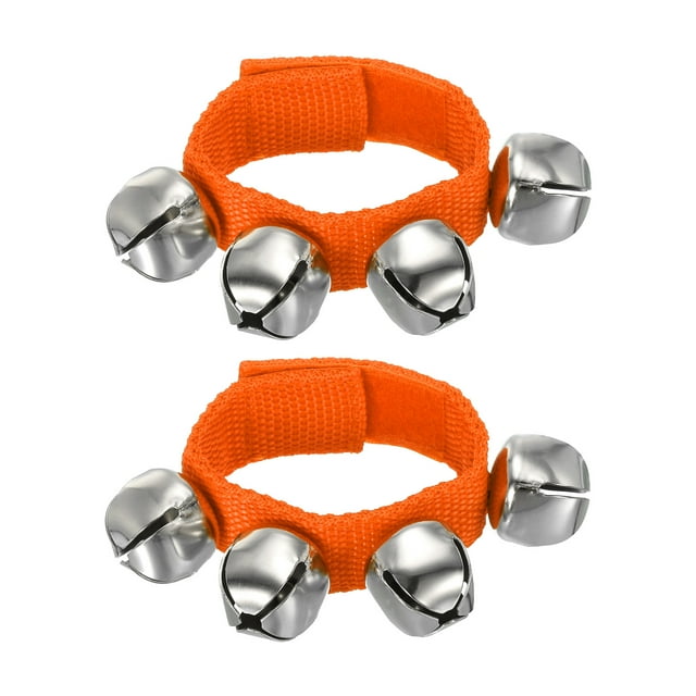 Unique Bargains 2 Pcs Clochettes de Poignet, Clochettes à Grelots Clochettes de Cheville Instruments de Percussion Rythme Musical pour Fête Noël, Orange