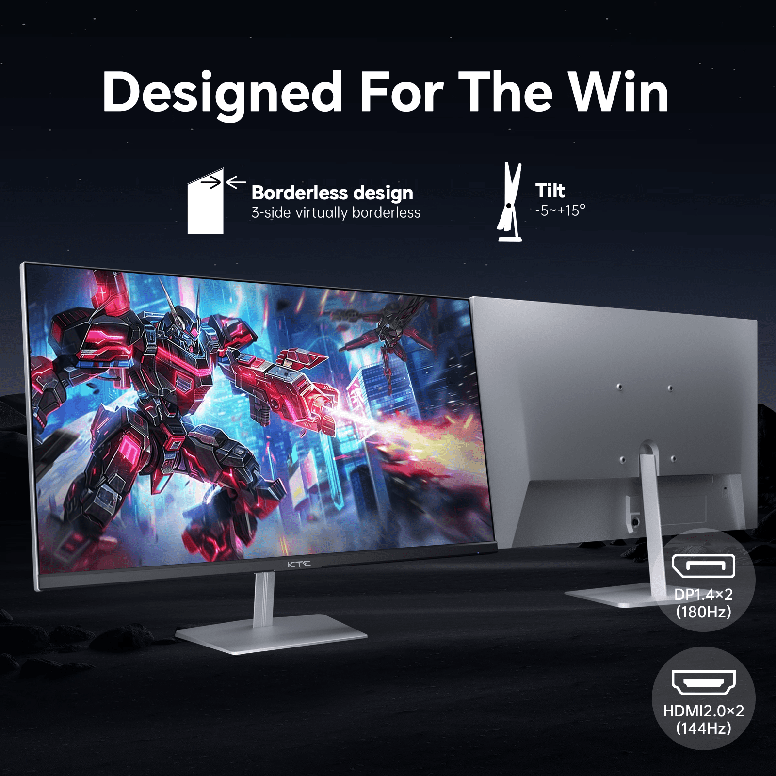 KTC 24.5 inch 400Hz 240Hz Gaming Monitor | Fast IPS 1ms | FHD 1080P Monitor | HDR 400 128% sRGB | HDMI x2, DP x2 |Tilt Adjustability Silver-Gray VESA 360Hz Monitors H25X7