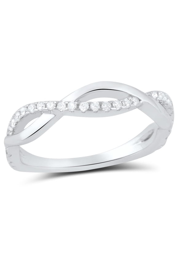 Sterling Silver Cz Stackable Twisted infinity Ring for Women and Teens - Size 5