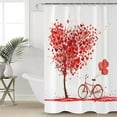 thumbnail image 3 of Valentine''s Day Shower Curtain Love Heart Tree Shower Curtains for Bathroom Decor Romantic Bicycle with Heart Shape Balloons Bathroom Decor Sets with Hooks Waterproof 72"x72", 3 of 6