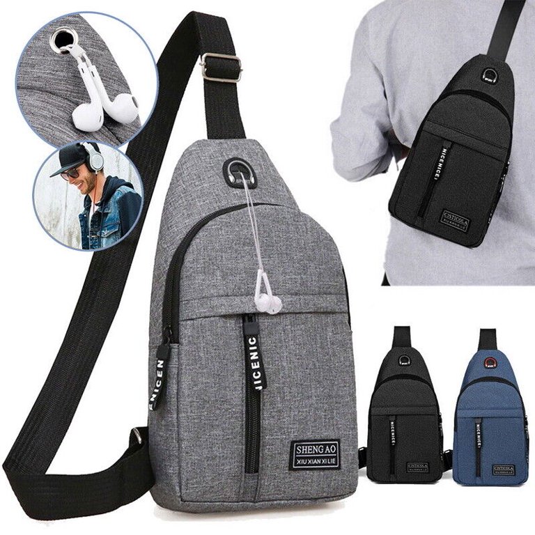 Mens Shoulder Bag Men Sling Crossbody Soft Chest Bags Nylon Casual Backpack  