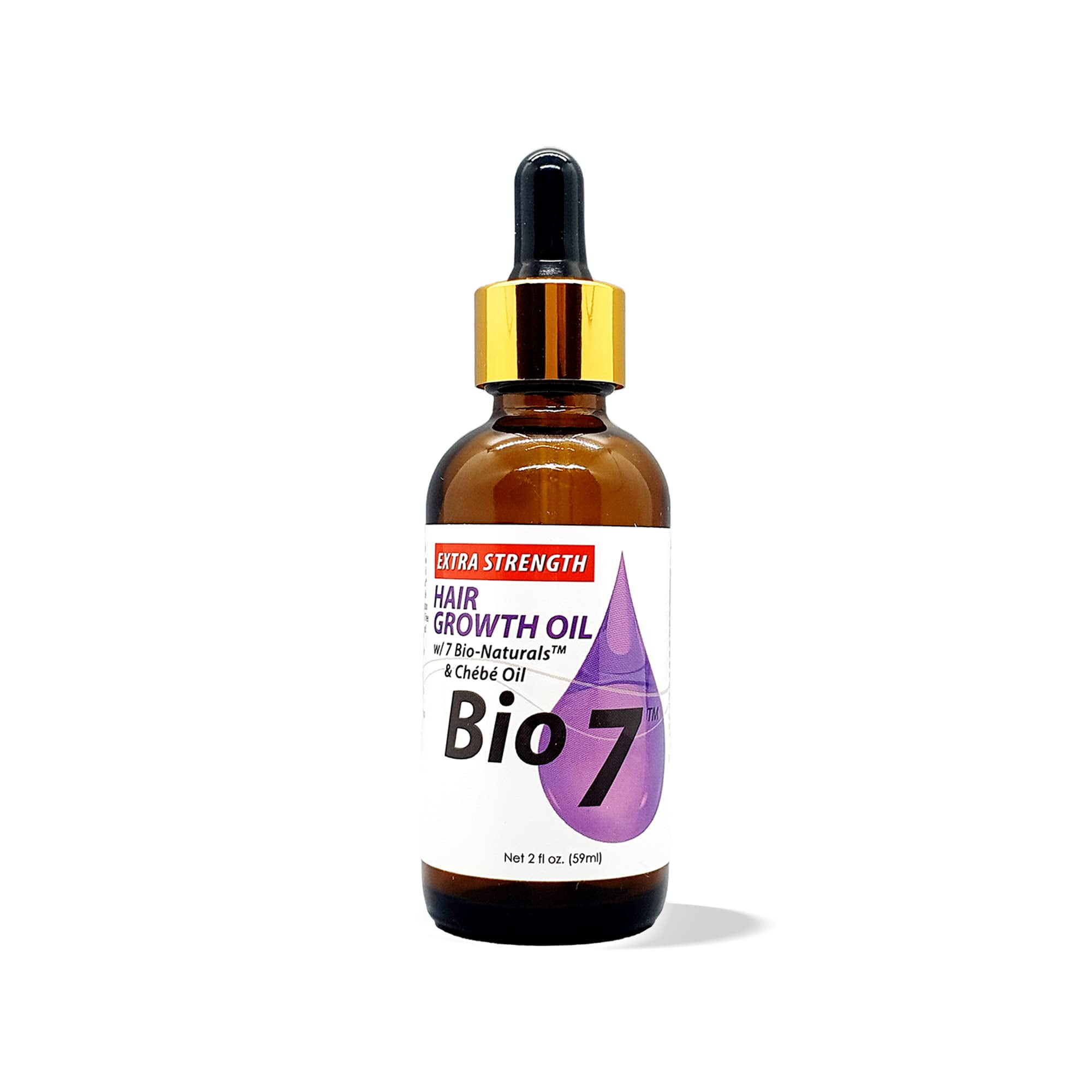 BIO7 EXTRA STRENGTH HAIR GROWTH OIL W/ 7 BIO-NATURALS CHEBE OIL - 2 Fl Oz (2 Pack) - Strengthen, Thicken and Grow Your Hair, Condition Your Scalp, Prevent Hair Breakage