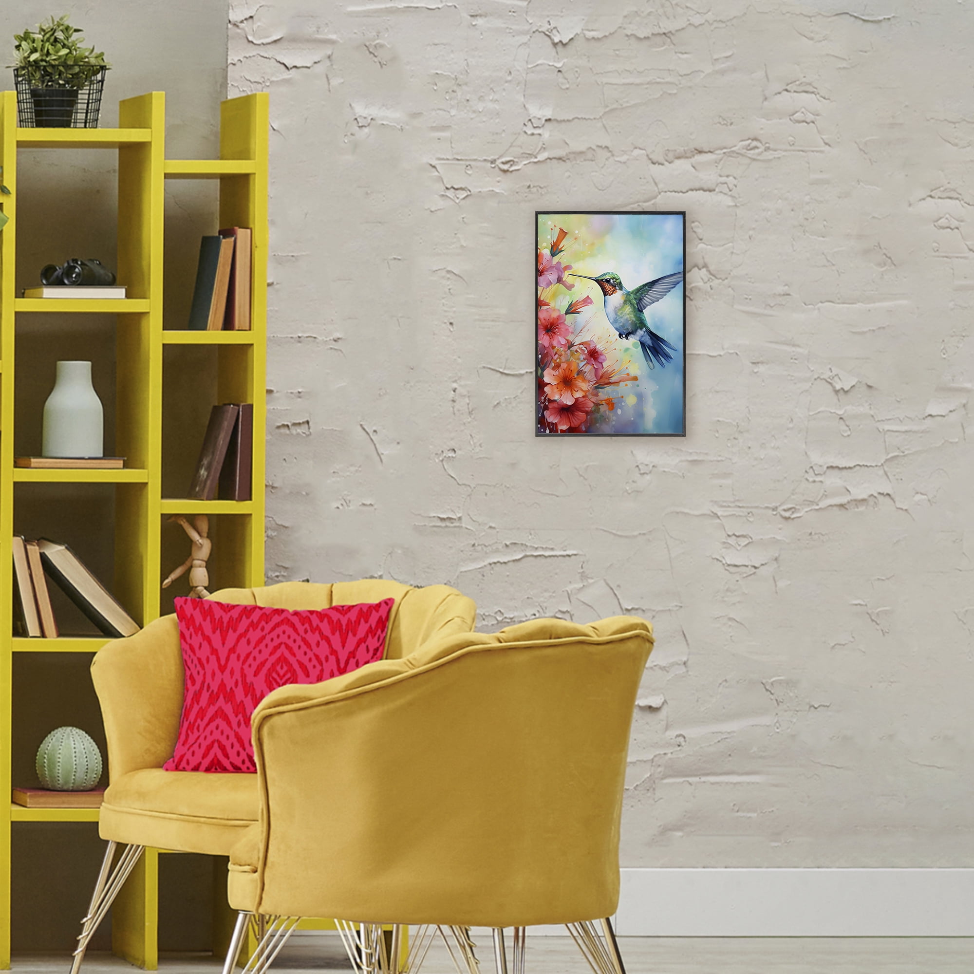 Stupell Industries Hummingbird Hibiscus Serenade Black Framed Giclee Art, design by Creative Studio