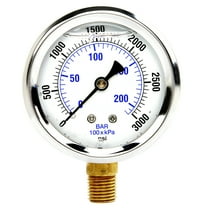 Liquid Filled 0-3,000 PSI Lower Side Mount Air Pressure Gauge With 2.5" Face PRO-201L-254P