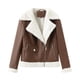 thumbnail image 3 of Chaqueta Biker Moto Jacket Shacket Coat Mujer Abrigos de cuero polar para exteriores Ygjytge Café T 3EG para Mujer, 3 of 9
