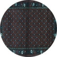 thumbnail image 1 of Ahgly Company Indoor Round Southwestern Light Blue Country Area Rugs, 4' Round, 1 of 4