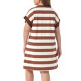 thumbnail image 4 of DARING DIVA Women's Plus Size Tunic Short Sleeve Striped Dress 4X Brown, 4 of 6