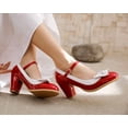 thumbnail image 6 of SACFOF Women's Low Kitten Heel Mary Jane Oxfords Pumps Comfortable Ankle Strap Dress Shoes with Bow, 6 of 6