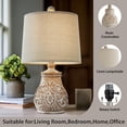 thumbnail image 3 of Oneach Retro Table Lamps for Living Room Bedroom 18.5" Farmhouse Set of 2 Nightstands Lamp Bedside Resin, 3 of 14