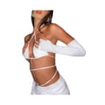 thumbnail image 2 of VISgogo Conjunto de falda larga para mujer Color sólido Halter Bra Tube Tops + Falda larga fruncida + Conjunto de ropa de calle con mangas VISgogo moda, 2 of 3