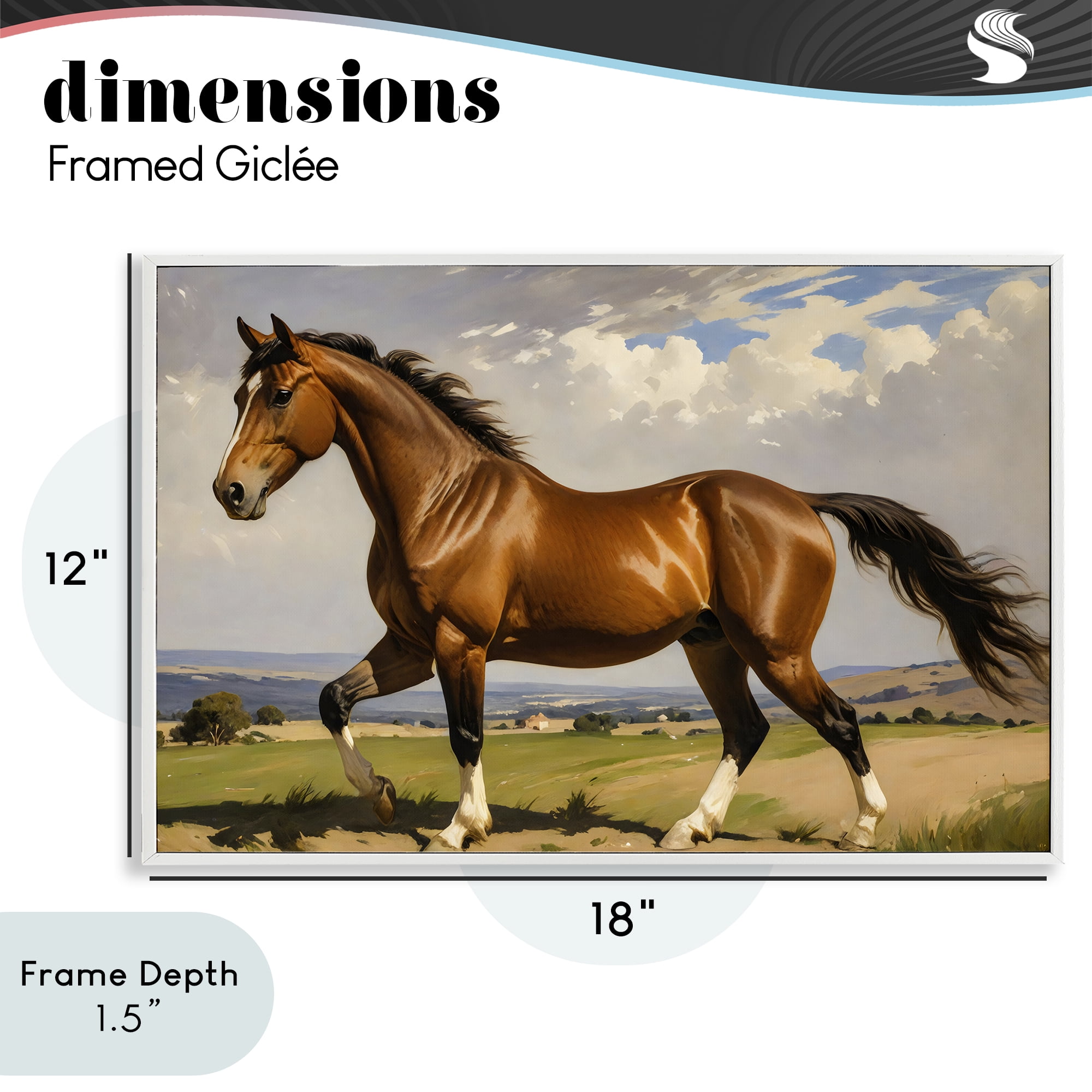 Stupell Industries Trotting Horse in Field White Framed Giclee Art, design by Creative Studio