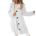 thumbnail image 4 of XFLWAM Women's Fuzzy Sherpa Fleece Lapel Open Front Long Cardigan Coat Solid Color Button Faux Fur Warm Winter Outwear Jackets, 4 of 8