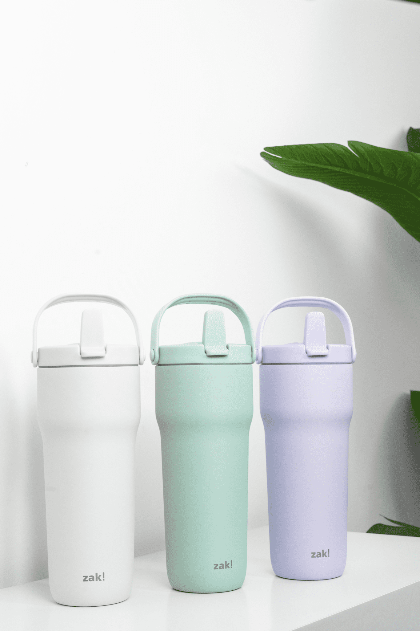 Zak Designs Sutton Travel Tumbler for On the Go, 30oz Stainless Steel with Vacuum Insulation, Straw Spout, Carry Handle for Cold Drinks (Icicle Mint Green)