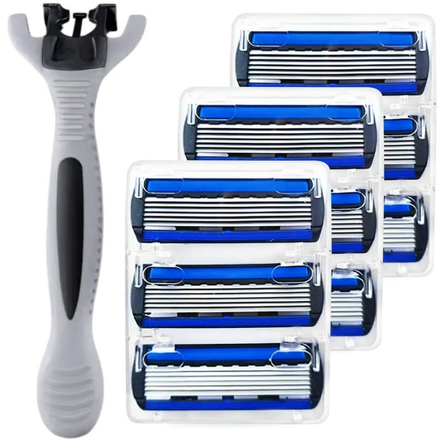 Rastrillo Afeitar Alto Rendimiento SmoothMax 3Paqs 3x3Cartuchos 1Mango 6Hojas Cabeza Flexible Gris/Negro/Azul Acero Inox