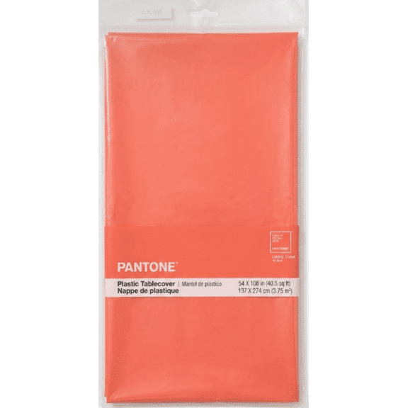 Amscan Pantone Living Coral Premium Plastic Tablecover