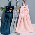 thumbnail image 2 of 1 Pcs Cute Hand Towels with Hanging Loop, Cartoon Animal Absorbent Hand Towels for Kitchen, Coral Fleece Plush Towel for Bathroom Bedroom(Navy Blue), 2 of 4