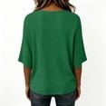 thumbnail image 5 of GERsome Women's 3/4 Sleeve Shirts Ribbed Knit Tops Round Neck Loose Fit Tunic Blouse Casual Summer Tee Green L, 5 of 7