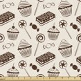 thumbnail image 1 of Chocolate Fabric by the Yard, Abstract Pattern with Sweets Cupcakes Lollipops Candies and Cakes, Decorative Upholstery Fabric for Chairs & Home Accents, 10 Yards, Eggshell and Dark Brown by Ambesonne, 1 of 4