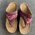 thumbnail image 3 of GERsome Womens Flip-Flops Low Wedge Open Toe Slip-On Slides Summer Beach Comfort Walking Thong Sandals, Wine Size 7, 3 of 6