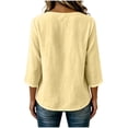 thumbnail image 7 of NTACZA Cotton And Linen Women’s Summer Tops Crew Neck Floral Casual Blouses 3/4 Sleeve Relaxed Fit Shirts for Women, 7 of 7