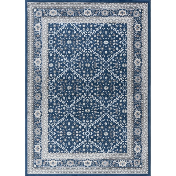 Tayse Madison Area Rug MDN3707 Traditional Navy Crosshatch Lines 2' 3" x 7' 3" Rectangle