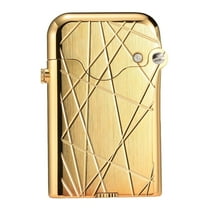 Automatic Ignition Luxury Retro Soft-Flame Refillable Brass Kerosene Lighter,Electroplated 18K Gold, Engraving, Collectible, Men's Gift, Thorens Gen 3 Single Claw Modern Grid