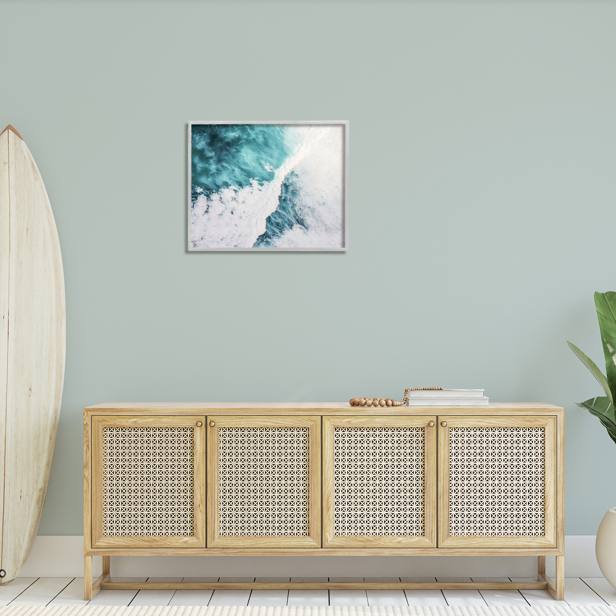 Stupell Industries Asymmetrical Splashing Waves Landscape Photography Gray Framed Art Print Wall Art, 30 x 24