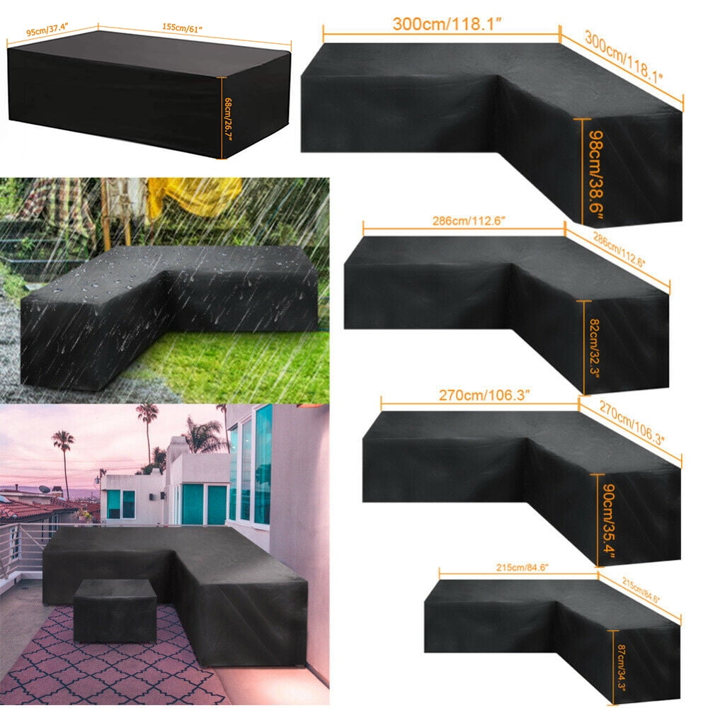 DONGPAI Patio Sectional Furniture Cover V Shaped Sofa Cover Waterproof Dustproof UV Resistant Outdoor Veranda Oxford Furniture Sofa Set Cover Couch Protector
