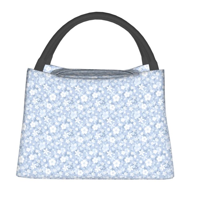 Disketp Gray White Floral Bolsa Térmica Estampada, Bolsa Térmica Aislante para Almuerzo, Playa y Campamento