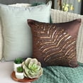 thumbnail image 2 of Pillow Cover, 22x22 inch (55x55 cm) Pillow Cover, Brown Pillows Cover, Sequins Leaf Tropical Theme Pillows Cover, Art Silk Square Throw Pillow Covers, Floral - Brown Leaf, 2 of 10