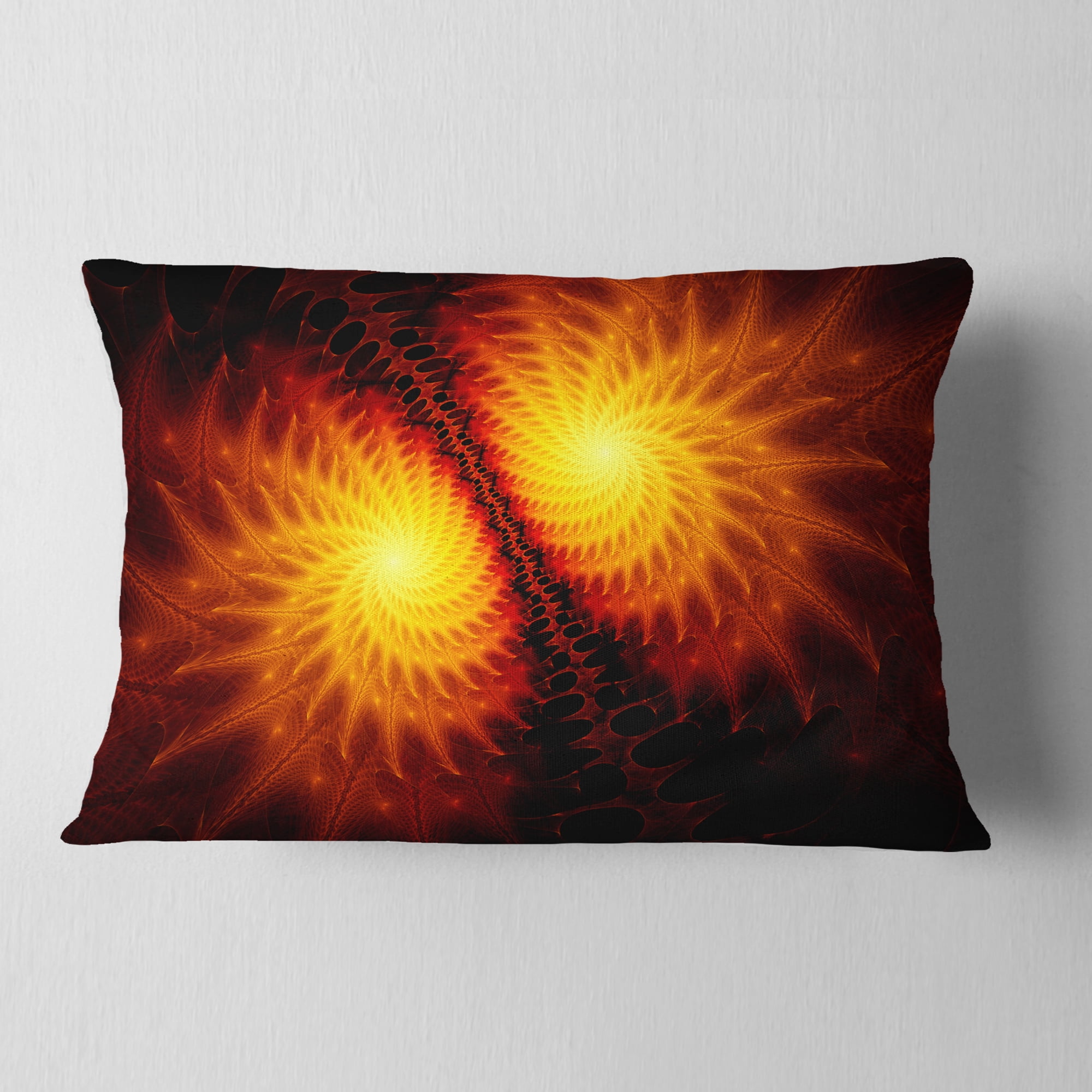 Designart Fiery Wings of Dragon - Abstract Throw Pillow - 12x20