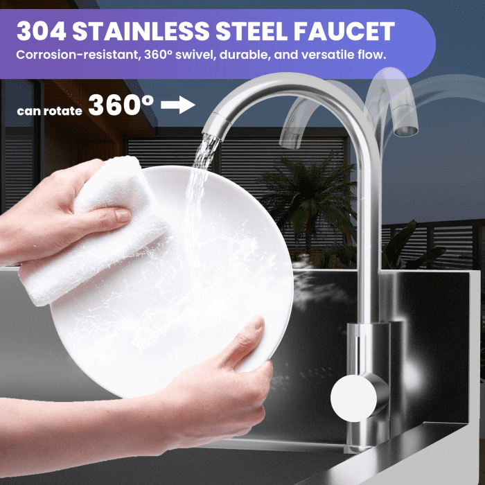 Single Bowl Sink, Stainless Feet, Stable Setup, Metal Kitchen Sink, 19.7” x 13.2” x 7.9” Sink Dedicated to Kitchen, Bathroom, Workshop