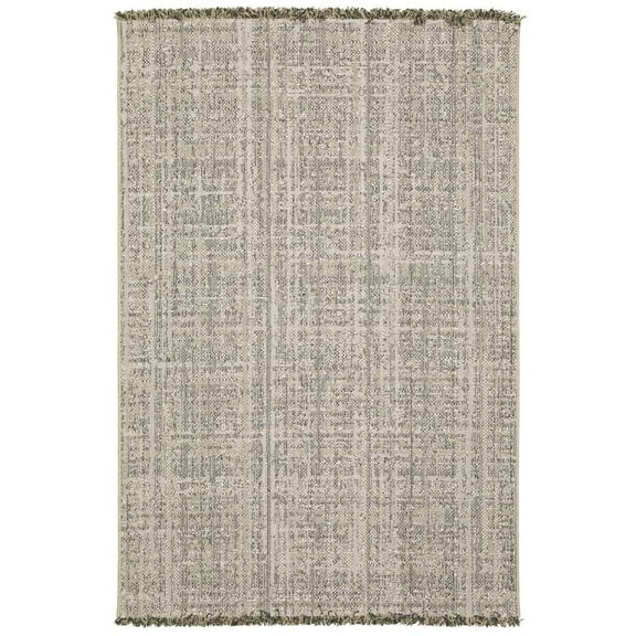 Oriental Weavers Gillian Indoor/Outdoor Rug - 4928H - 5'3" x 7'3" - in Beige/ Black - Classic Casual Style, Water, Stain and Fade Resistant, Hose Clean, Patio, Outdoor Living Area Rug