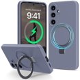thumbnail image 1 of KOMI for Galaxy S25 Case with Stand, Slim Liquid Silicone Phone Cases for Samsung Galaxy S25 Compatible with MagSafe, Full Camera Protection Magnetic Kickstand Case for Samsung S25, Grey, 1 of 5