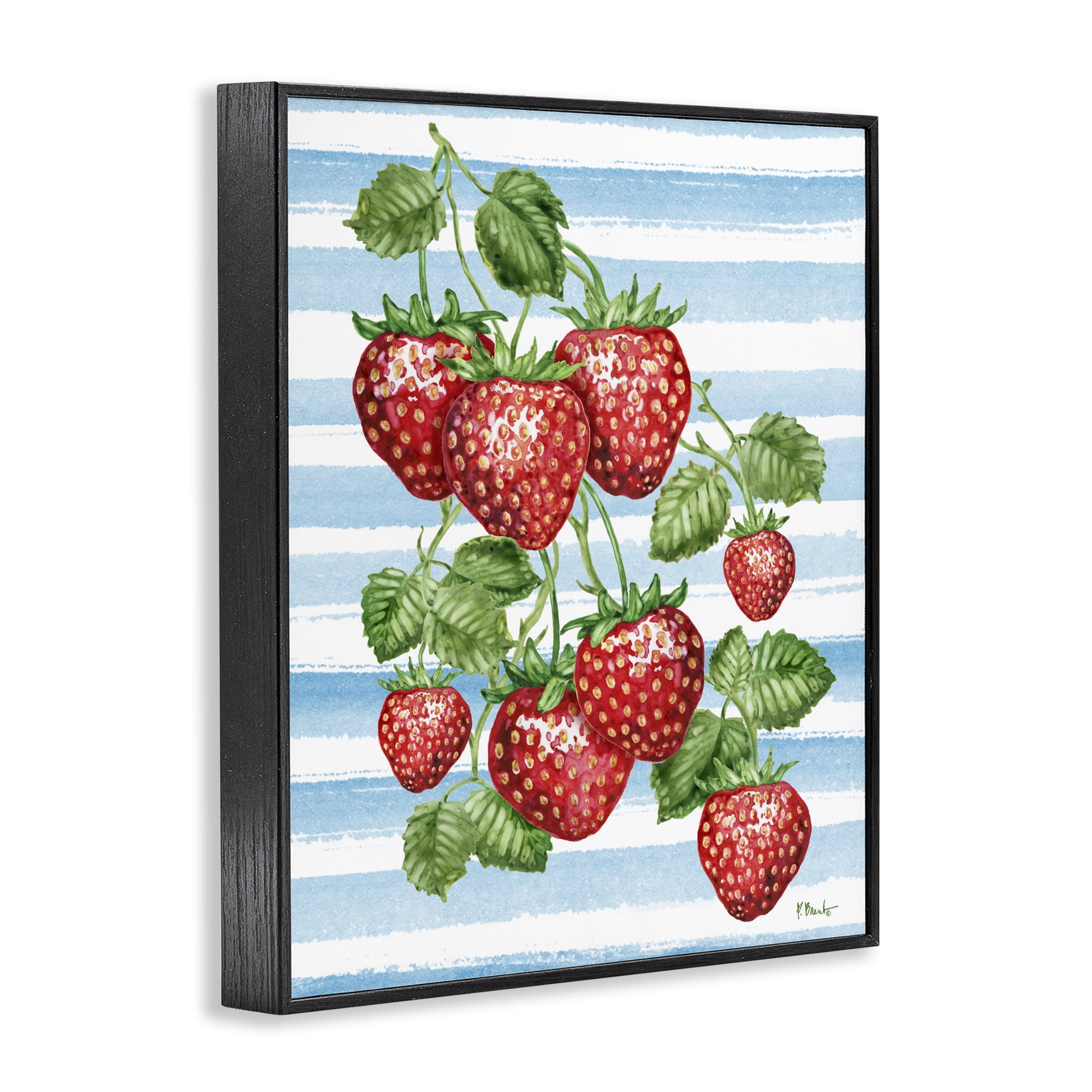 Stupell Industries Juicy Strawberry Vine Black Framed Giclee Art, design by Paul Brent