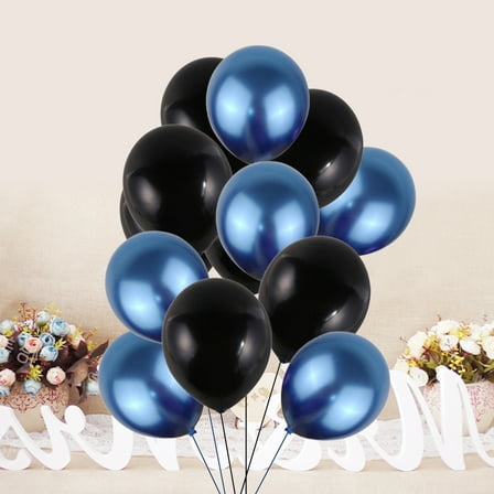 HEATSHAKING 13Pcs 4.7x1.9x0.04in Dark Blue Black Latex Balloons for Birthday Party Decoration Set