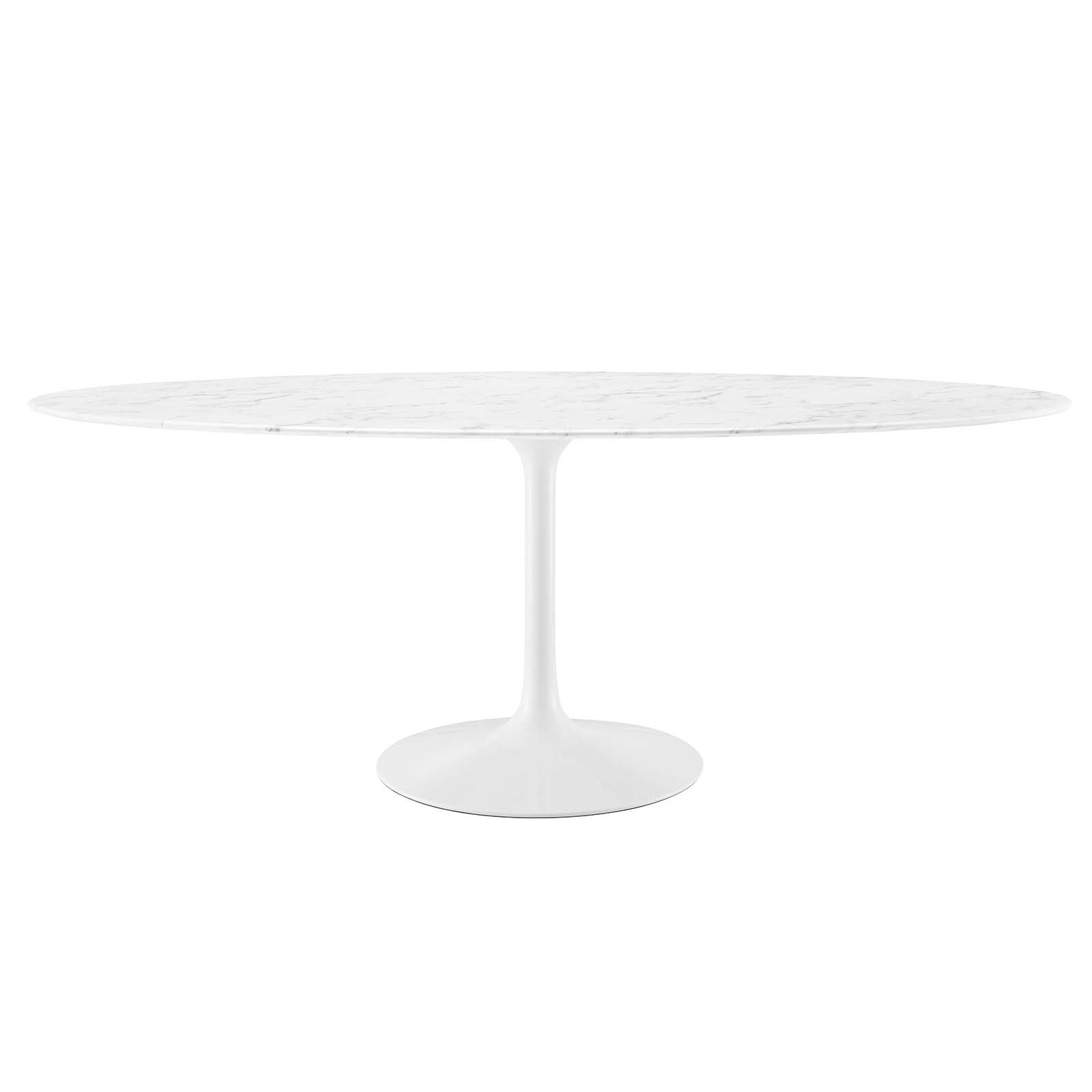 Modway Lippa 47" x 78" Oval Modern Artificial Marble Dining Table in White