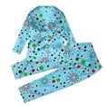 thumbnail image 7 of XDZJLR Kids Girls Christmas Pajamas Xmas Print Soft Satin Feel Two Piece Holiday Festive Party Comfortable Nightwear Outfit Pj'S Sleepwear Light Blue 13-14 Years, 7 of 7