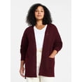 thumbnail image 2 of Time and Tru Women's Open Front Cardigan Sweater with Long Sleeves, Sizes XS-XXXL, 2 of 6