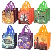 12 Packs Halloween Trick or Treat Bags, Reusable Non-Woven Gift Tote With Handles, Goodie Bags for Party Supplies, 9.06*8.66*4.33