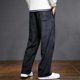 thumbnail image 3 of Pantalones largos para hombre, informales, de pana, con bolsillo y cordón, cintura elástica, de color liso, 3 of 3