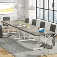 thumbnail image 4 of Tribesigns 6FT Conference Table, 70.86 L x 31.49 W x 29.52 H Inches Rectangle Meeting Room Table, Rustic Wood Seminar Table Executive Desk for Office, Conference Room（Grey/White), 4 of 15