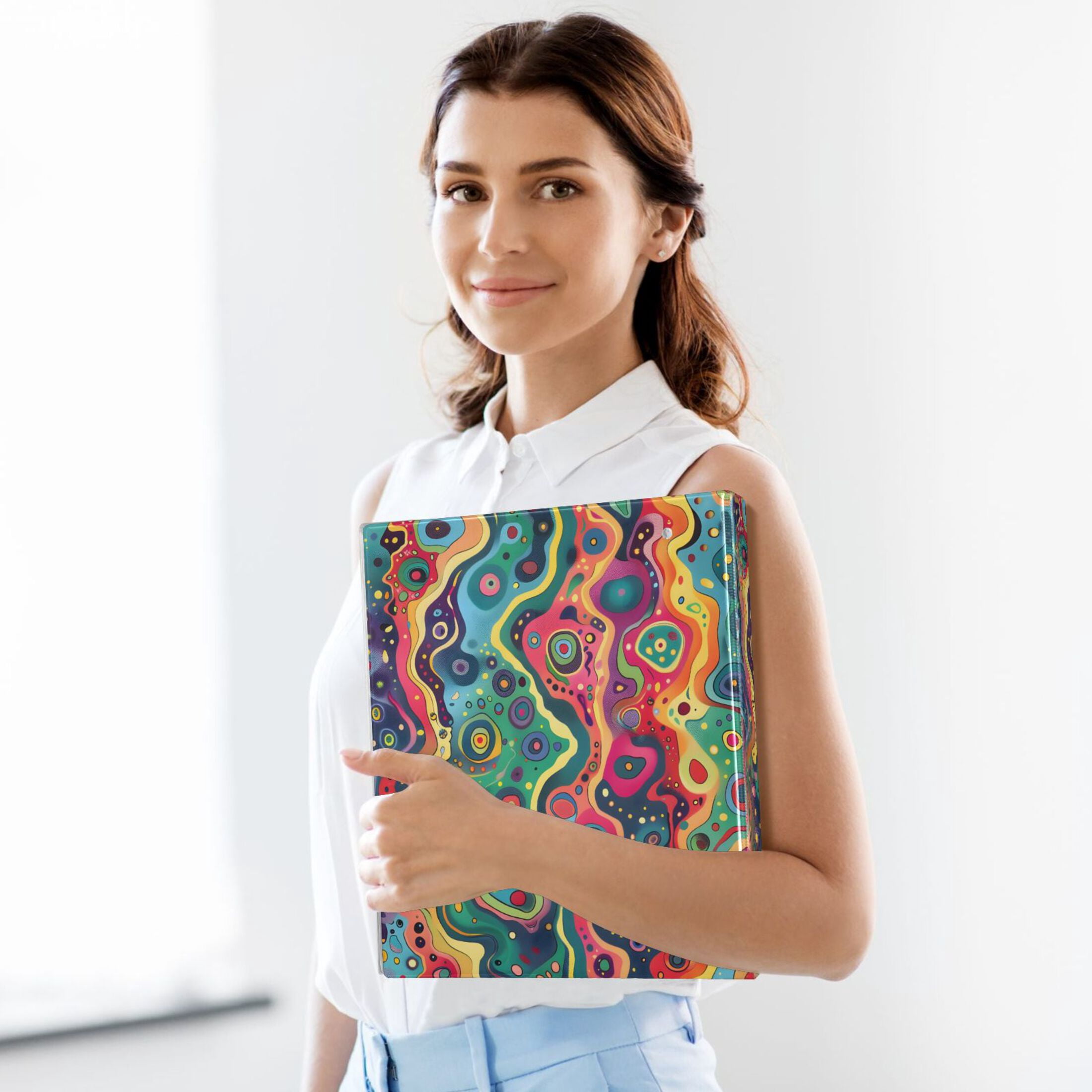 joogoo Colorful Fantasy Liquid Pattern Hardcover 3 Ring Binder 1.5" Round Rings Interior Pockets Binders Organizer 2 Pack
