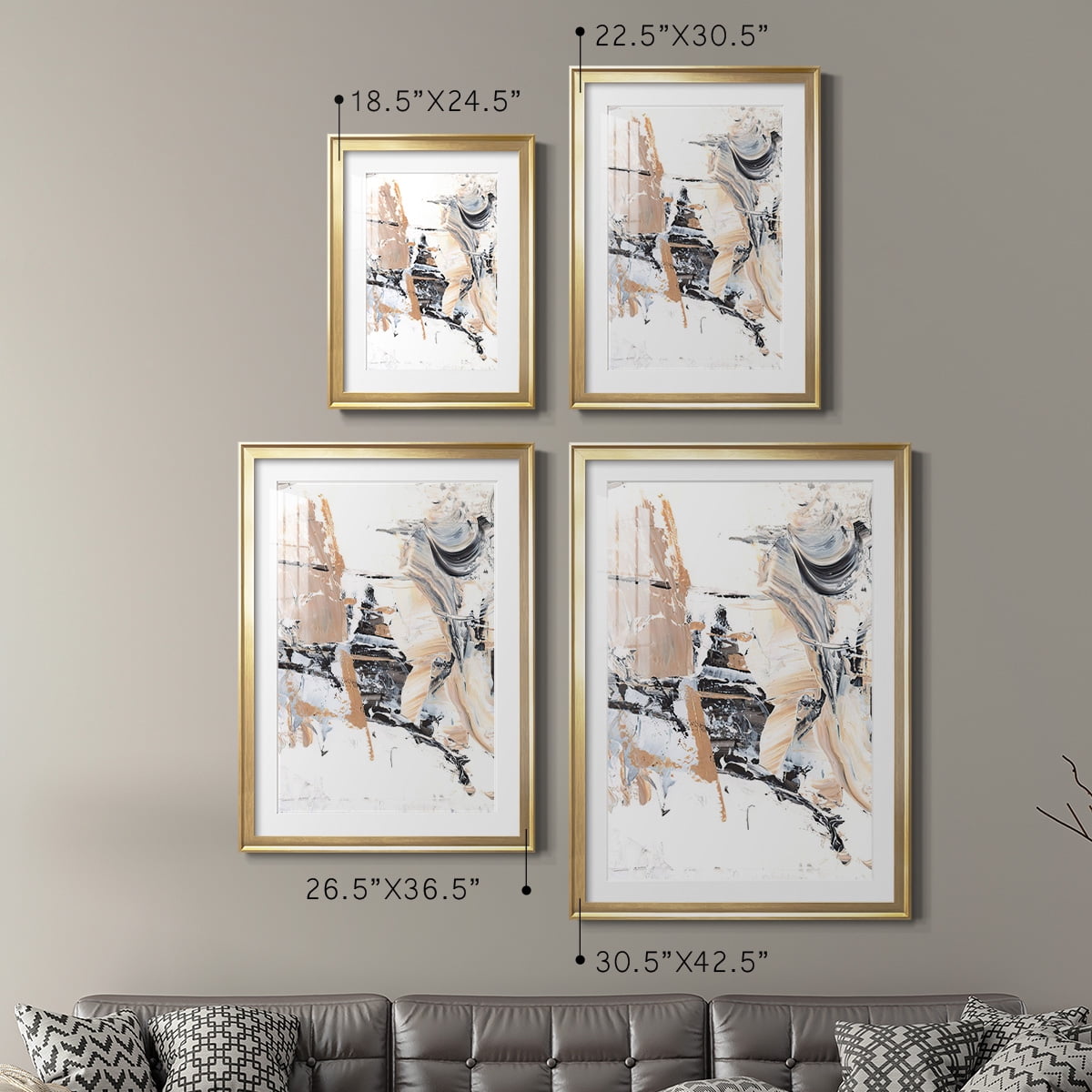 Wexford Home Ruckus III Premium Framed Print, 22.5" x 30.5" - Ready to Hang, Gold (Set of 2)