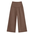 thumbnail image 4 of Amzcrzy Maternity Pants High Waist Over Belly Wide Leg Trousers Pants for Women with Pockets High Elastic Breathable Straight Leg Summer Pants for Pregnancy Brown 2XL, 4 of 7