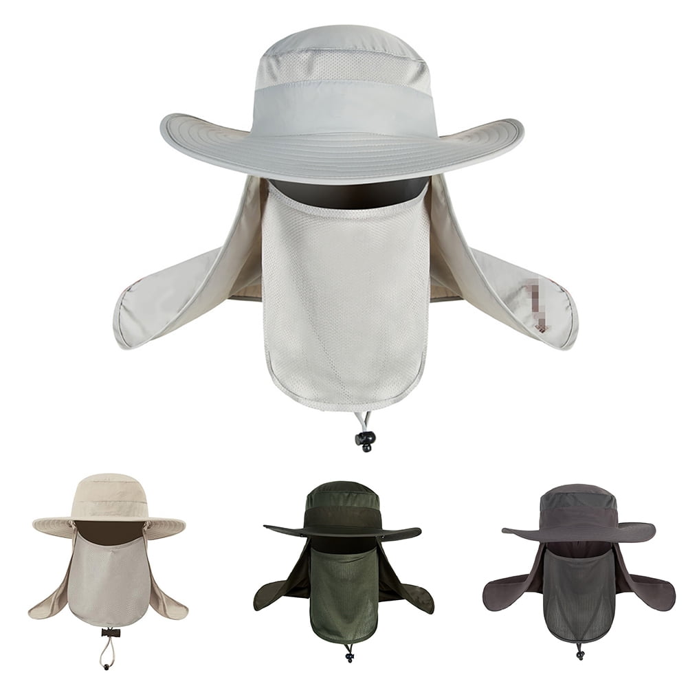 Outdoor Sun Protection Neck Face Cover Flap Cap Wide Brim Hiking Fishing Hat